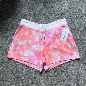 NWT Plus Sized Athleta Balance Printed 4” Shortie, Pink Orange Tie-Dye, Size 1X